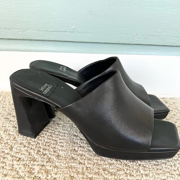 Jeffery Campbell Caviar Platform Slide Open Toe Black Heeled Mules 10 goth punk - Picture 2 of 9